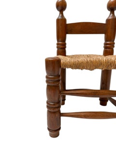 French Rustic Brutalist Low Side Chair in the style of Charles Dudouyt, 1940s