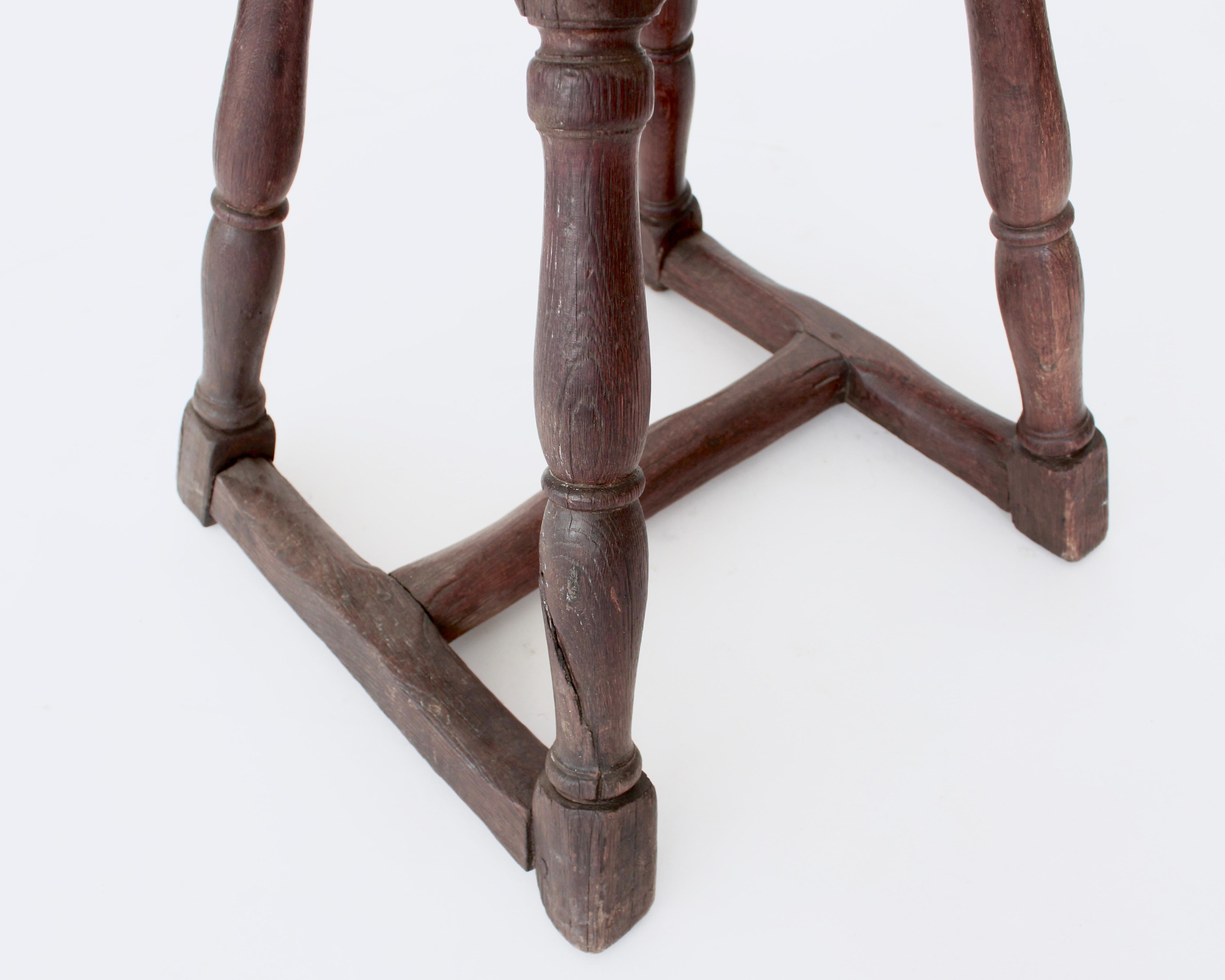 French Rustic Carved Chestnut Stool Brittany 19th c 7