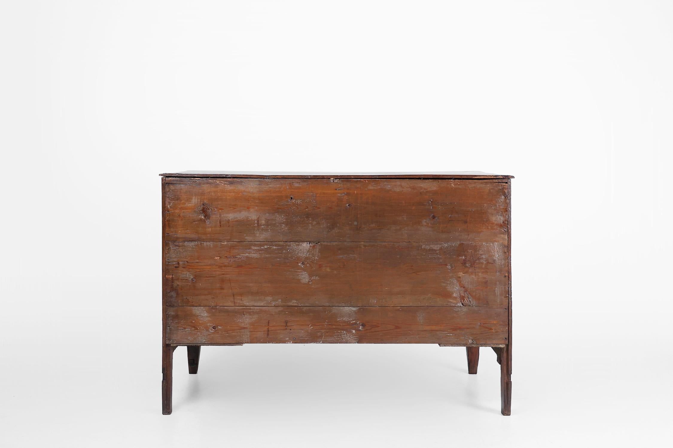 Cassettiera rustica francese in rovere massiccio con 3 cassetti, 1850 ca. in vendita 8