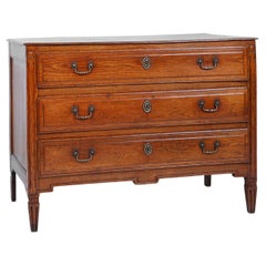 French rustic chest of drawers in solid oak with 3 drawers, ca. 1850