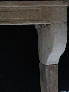 French Antique Countryside Fireplace in Limestone from France, circa 1780s