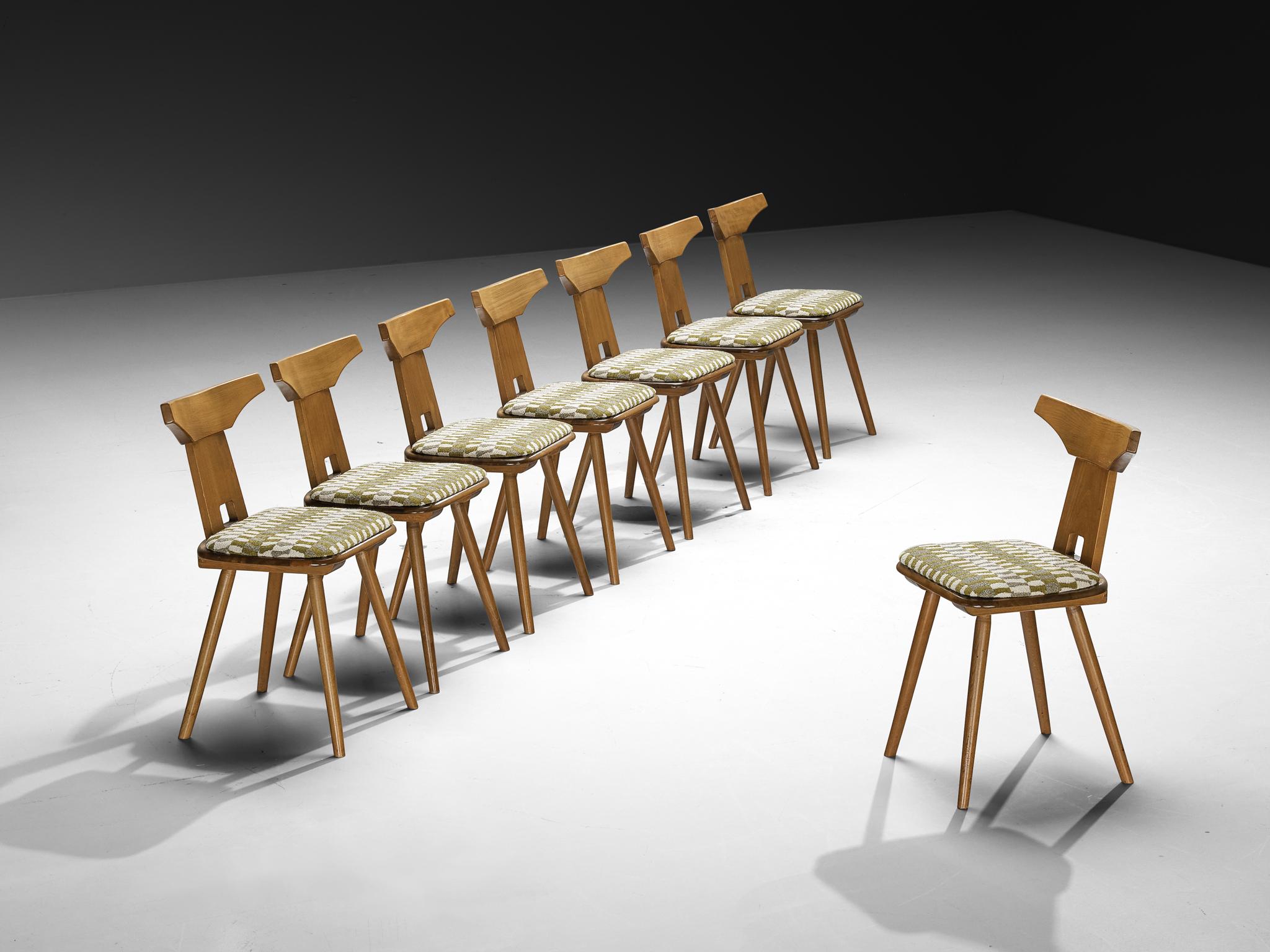 Sedie da pranzo rustiche francesi in Wood massiccio con sedute in Fabrice in vendita 3