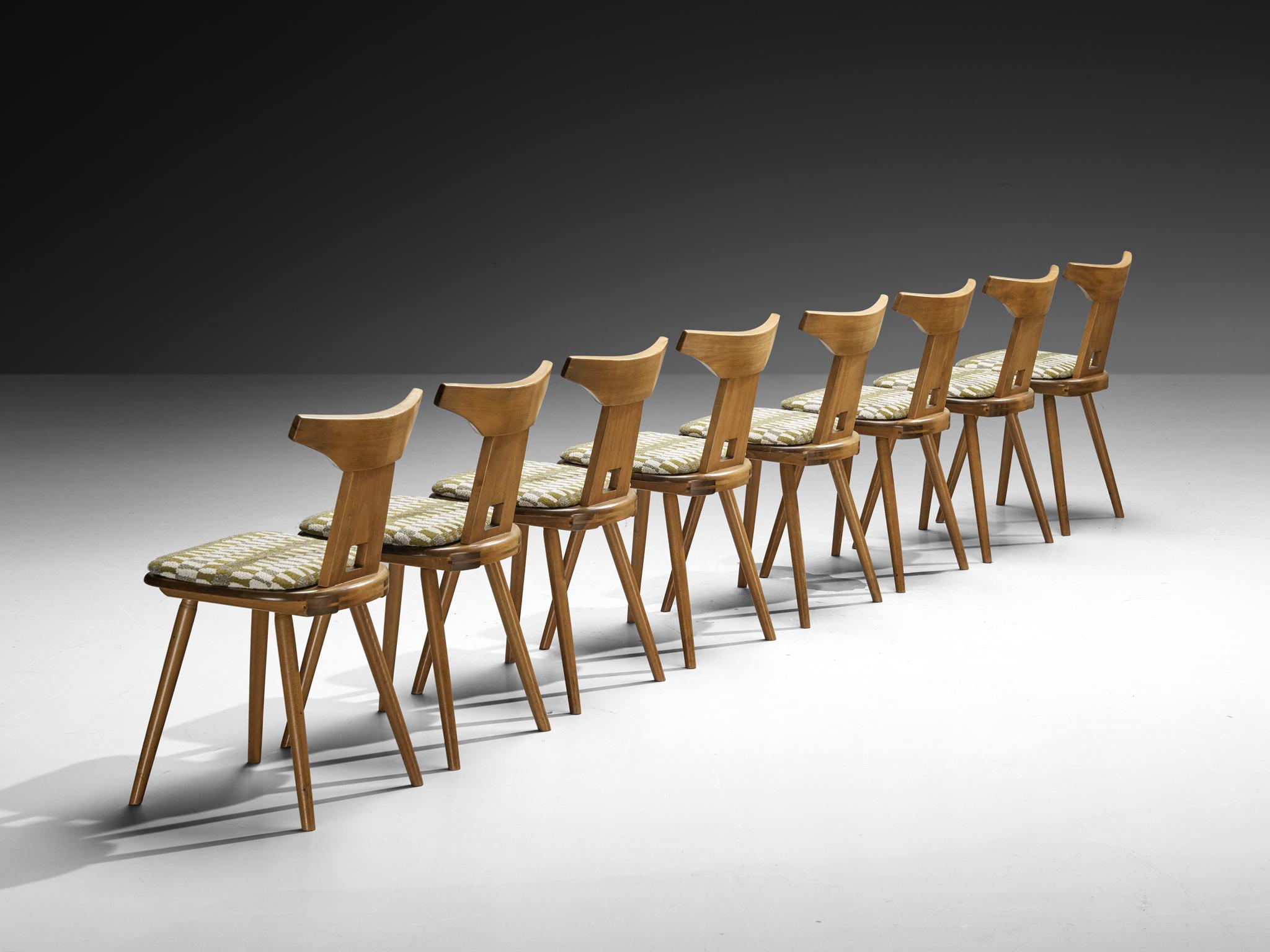 Sedie da pranzo rustiche francesi in Wood massiccio con sedute in Fabrice In condizioni buone in vendita a Waalwijk, NL