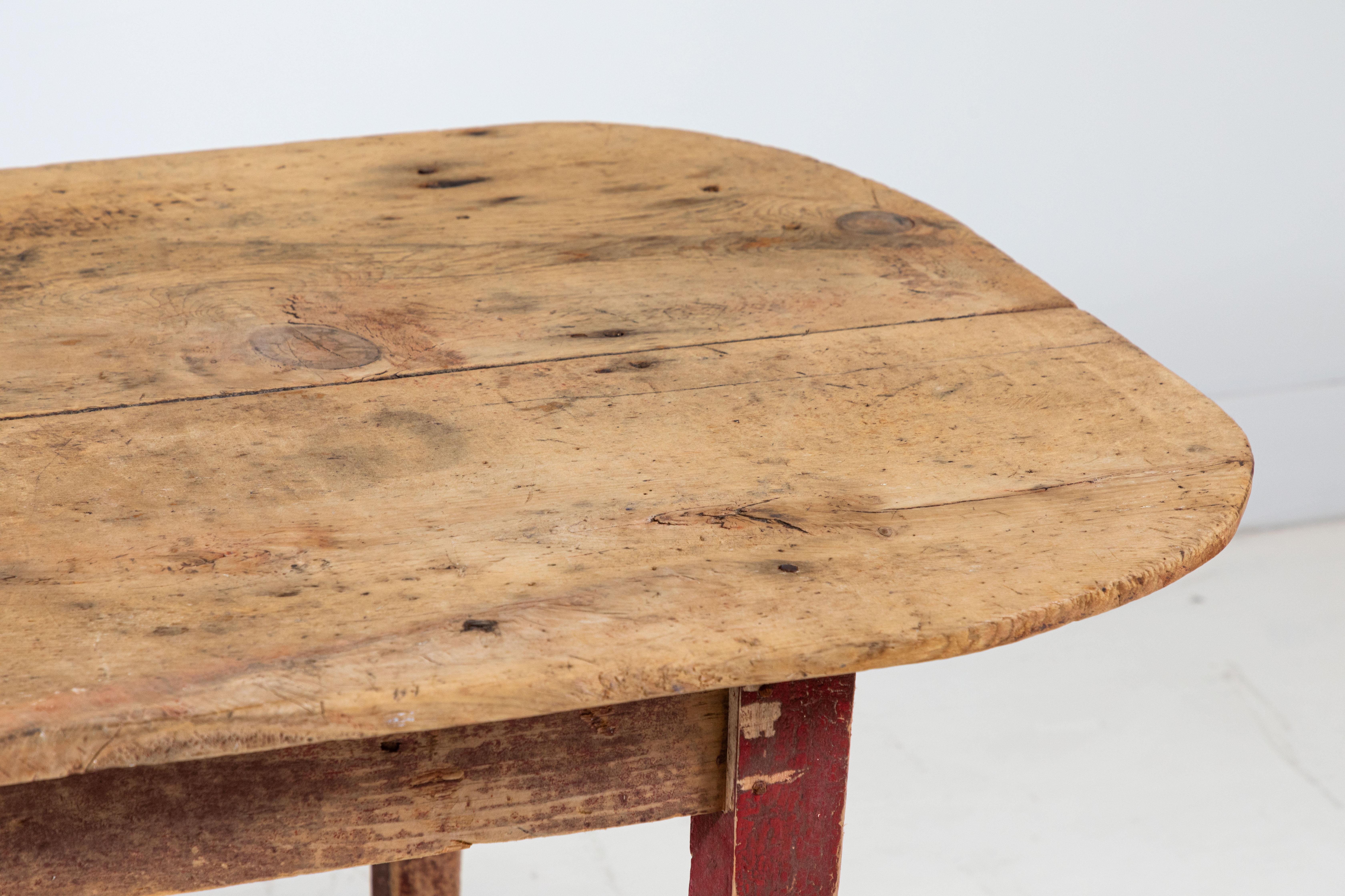 French Rustic Dining Table with Red Base 2