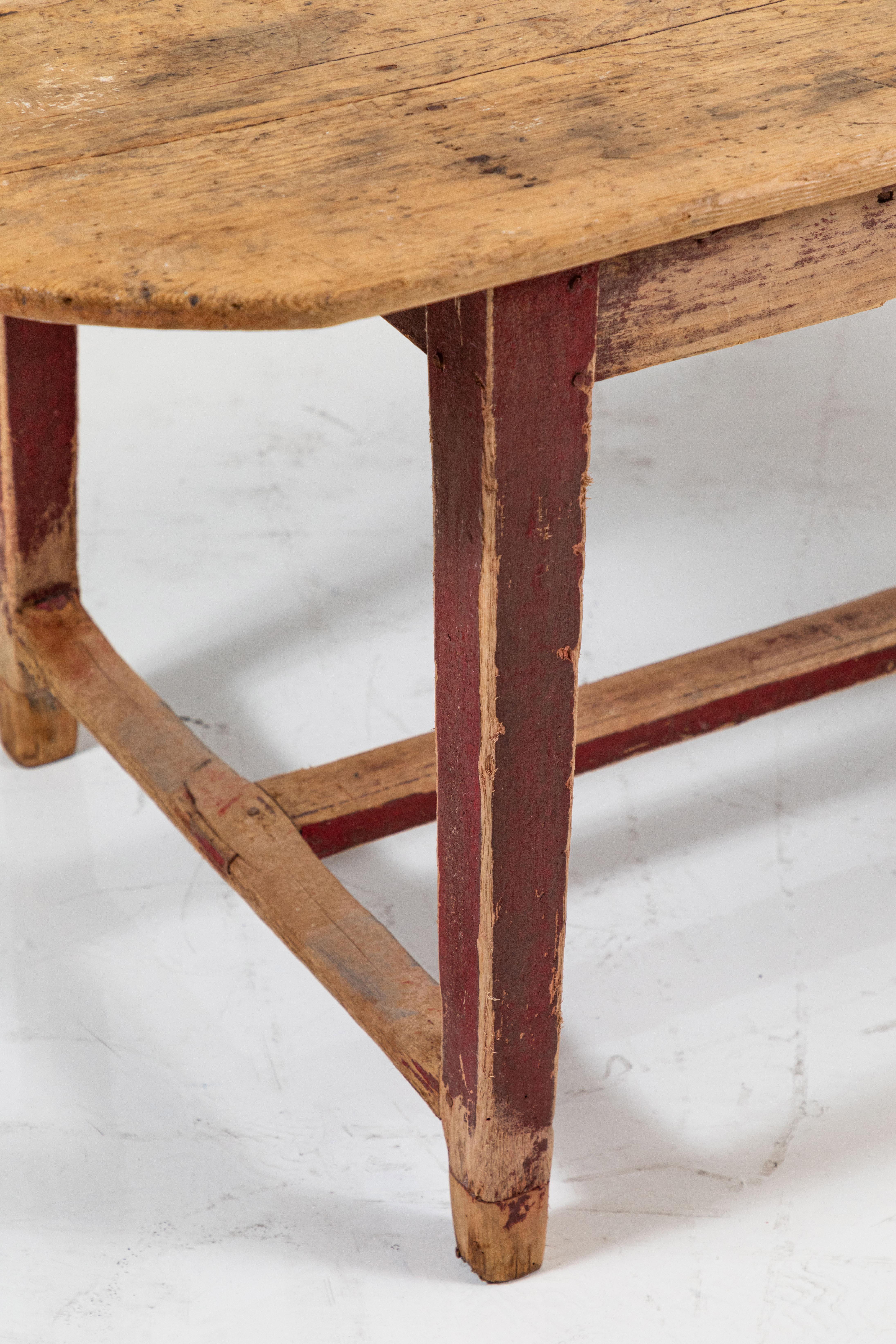 French Rustic Dining Table with Red Base 3