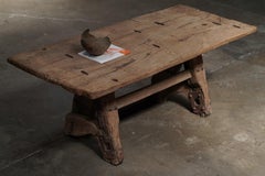 French Plank Table with Metal Detail