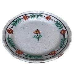 French Rustic Faience Flower Plate Circa 1890