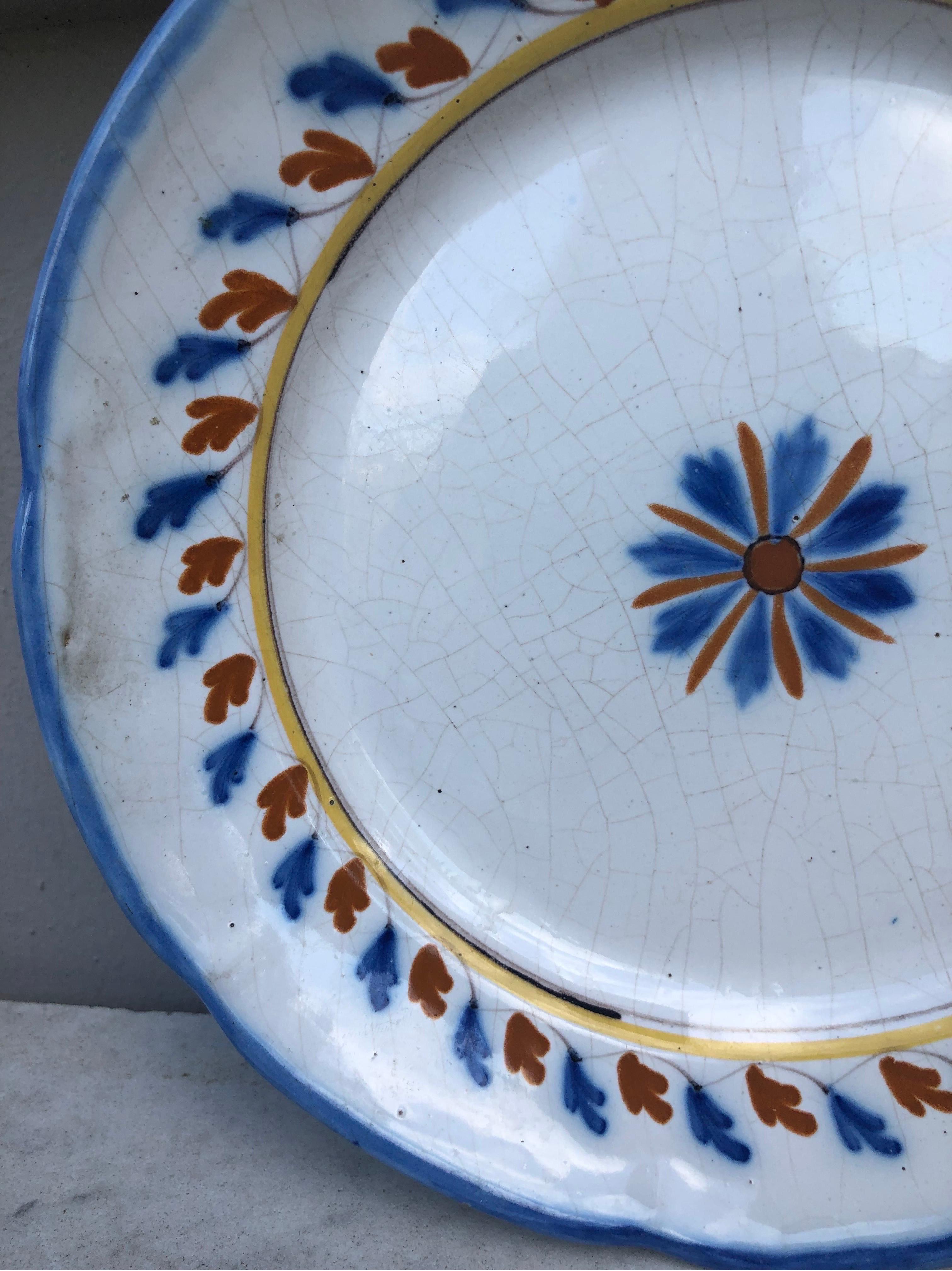 French Rustic Faience Plate Circa 1890.
Geometric pattern.