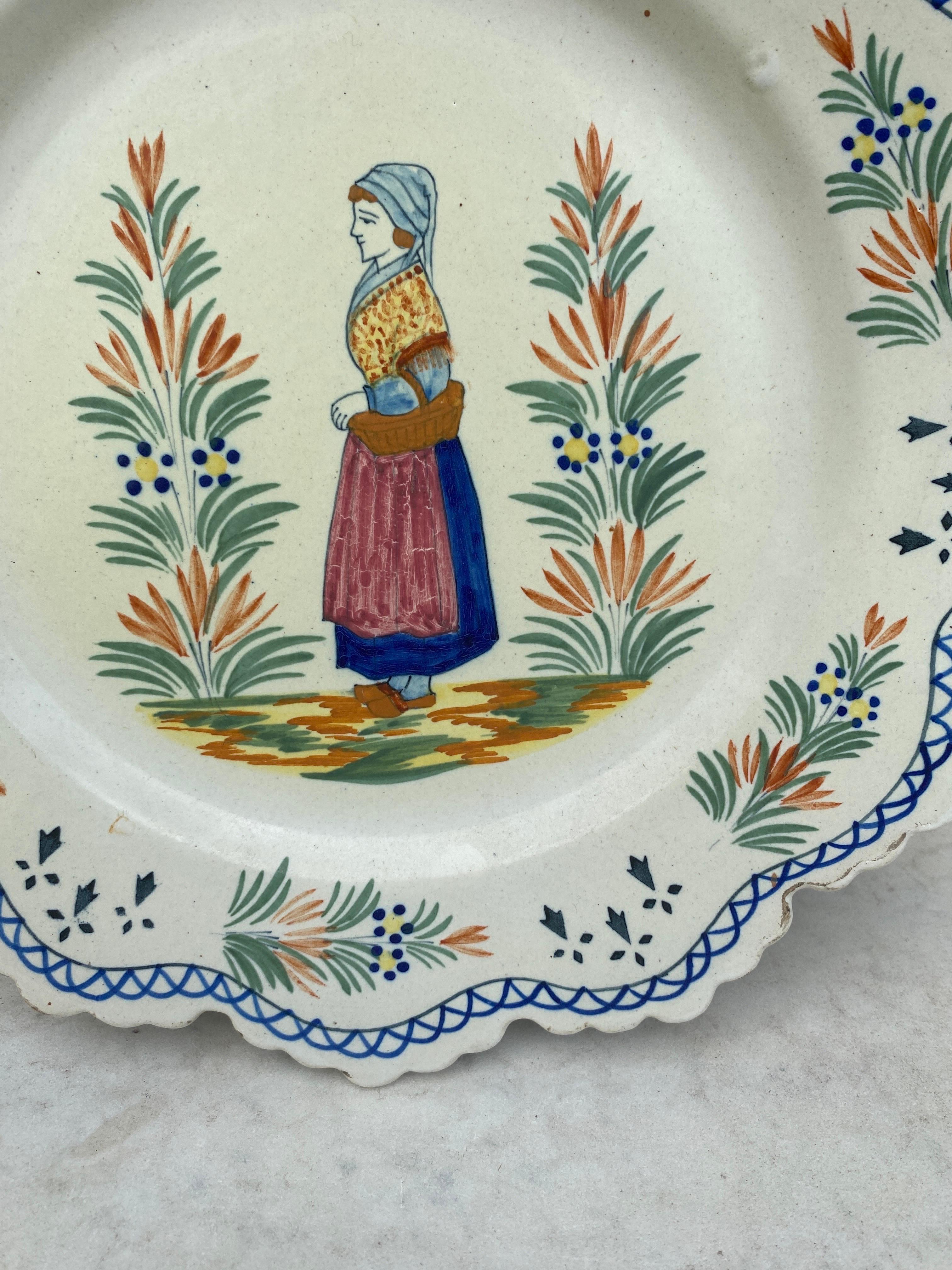 French Provincial French Rustic Faience Plate Circa 1900 For Sale