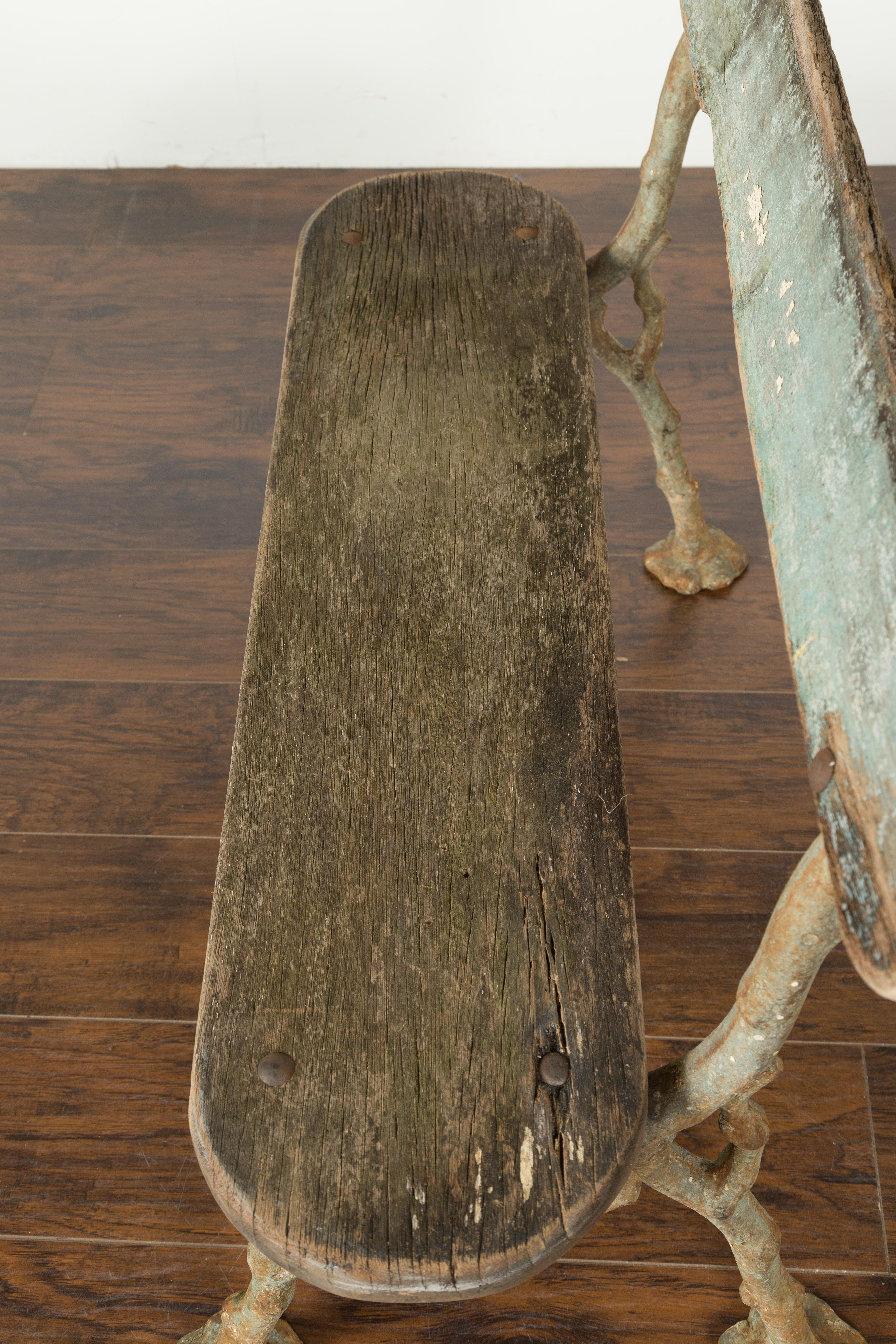 French Rustic Faux-Bois Iron Garden Bench from the Late 19th Century 9