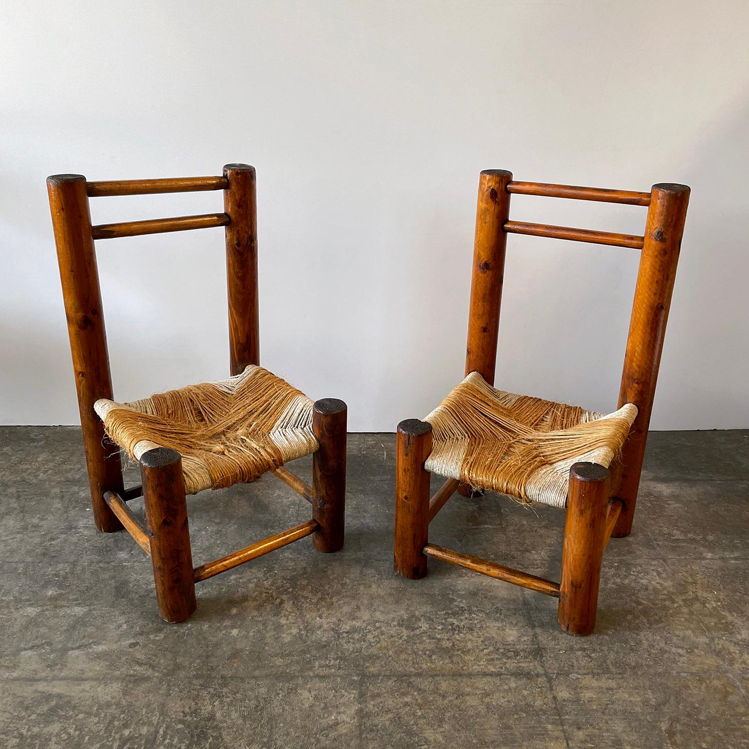 French Rustic Fireside Chairs  In Good Condition For Sale In Los Angeles, CA