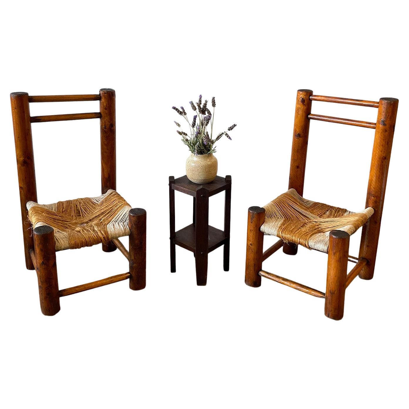French Rustic Fireside Chairs  For Sale