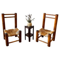 Antique French Rustic Fireside Chairs 