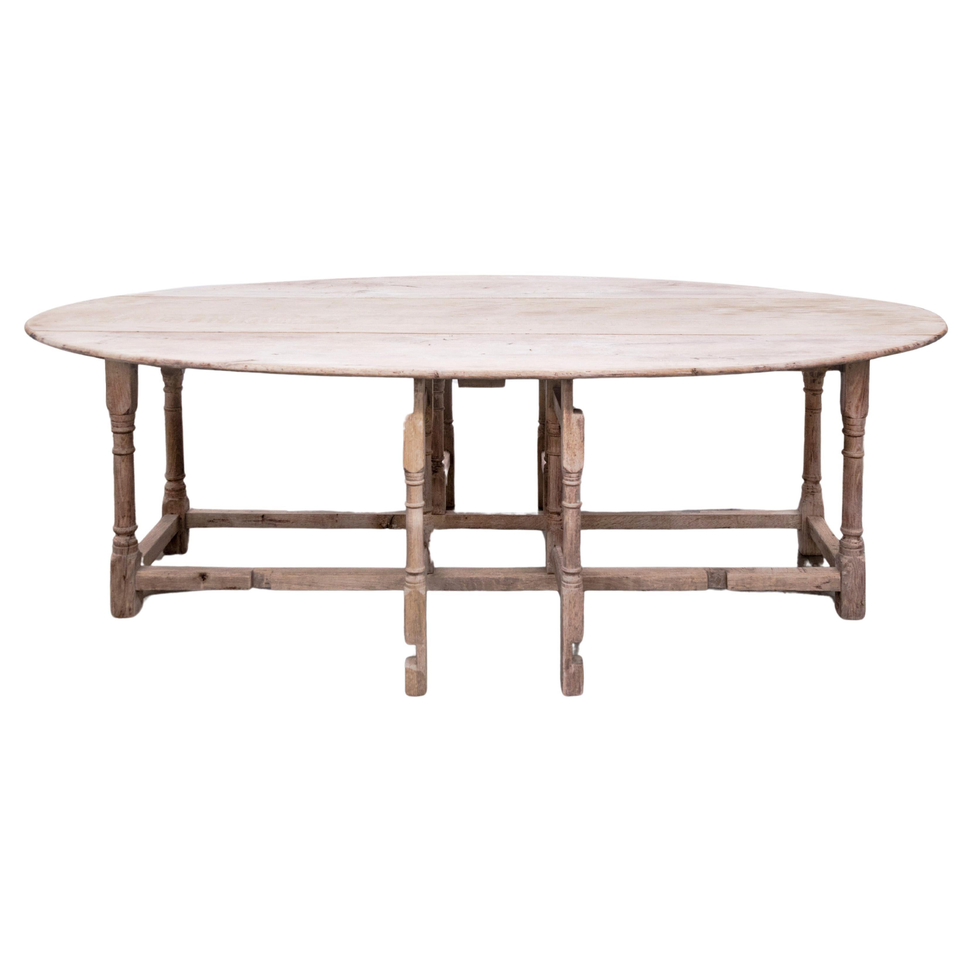 French Rustic Gate Leg Oval Dining Table For Sale