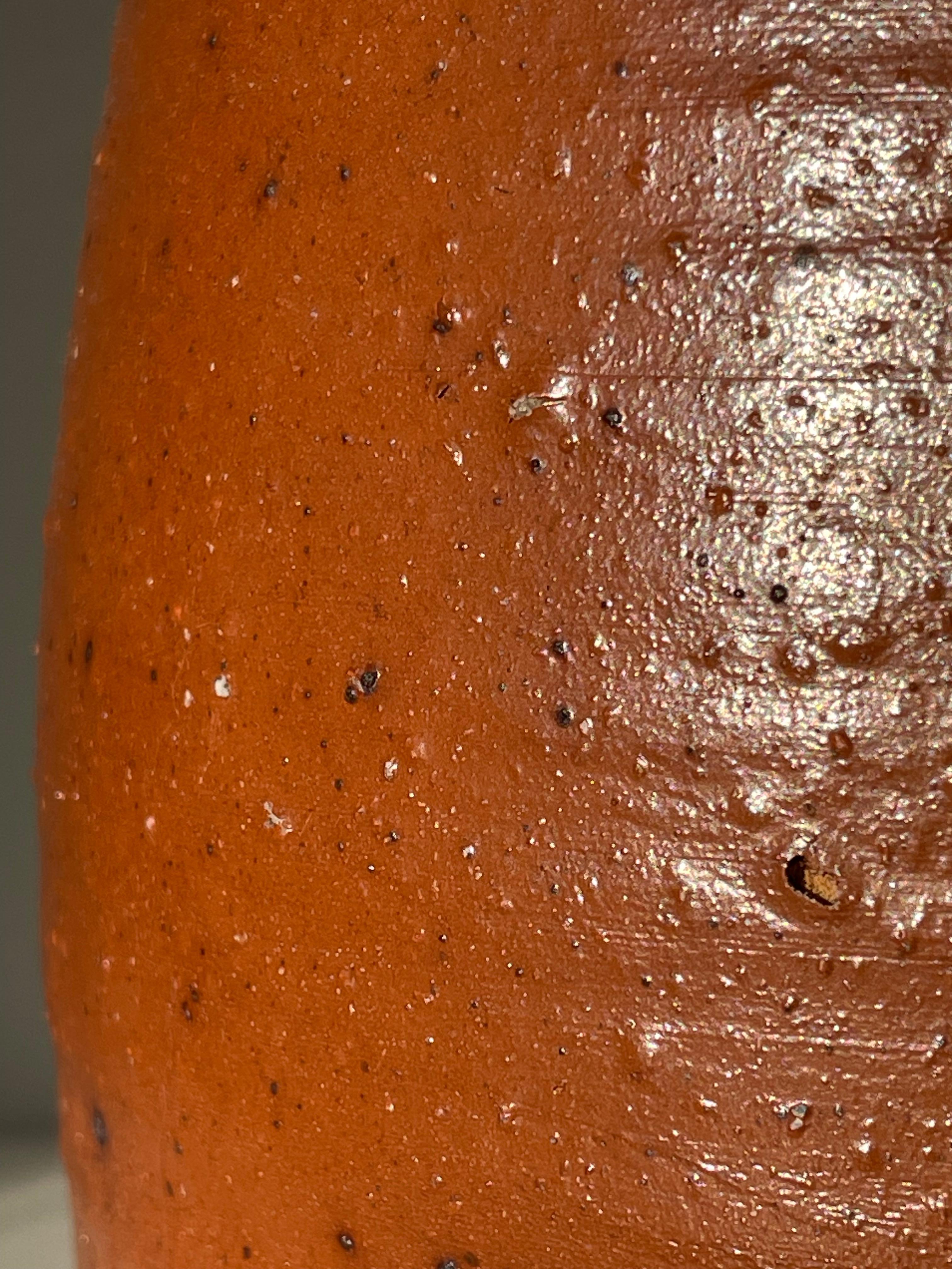 Vase bouteille en céramique rustique émaillée Brown, années 1930 en vente 5