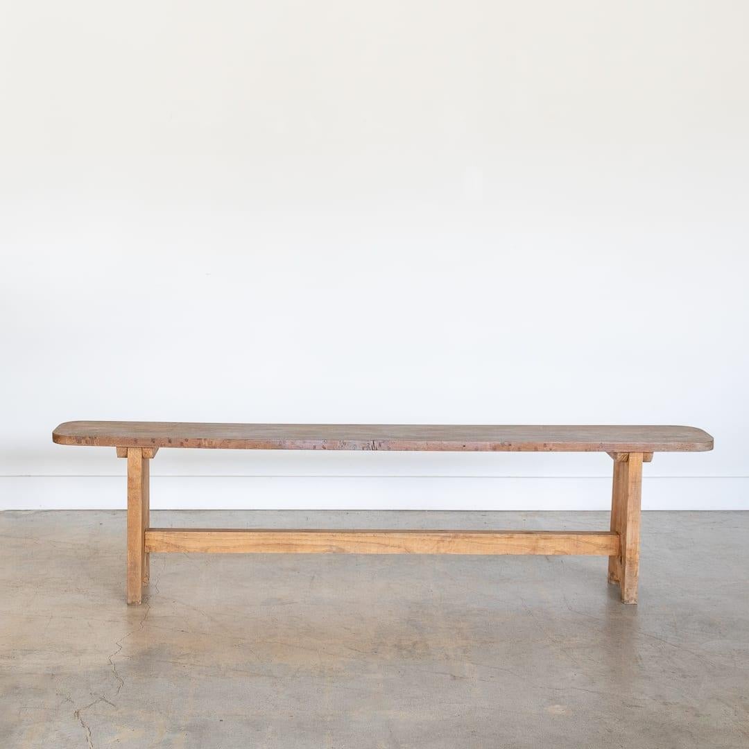 20th Century French Rustic Oak Bench