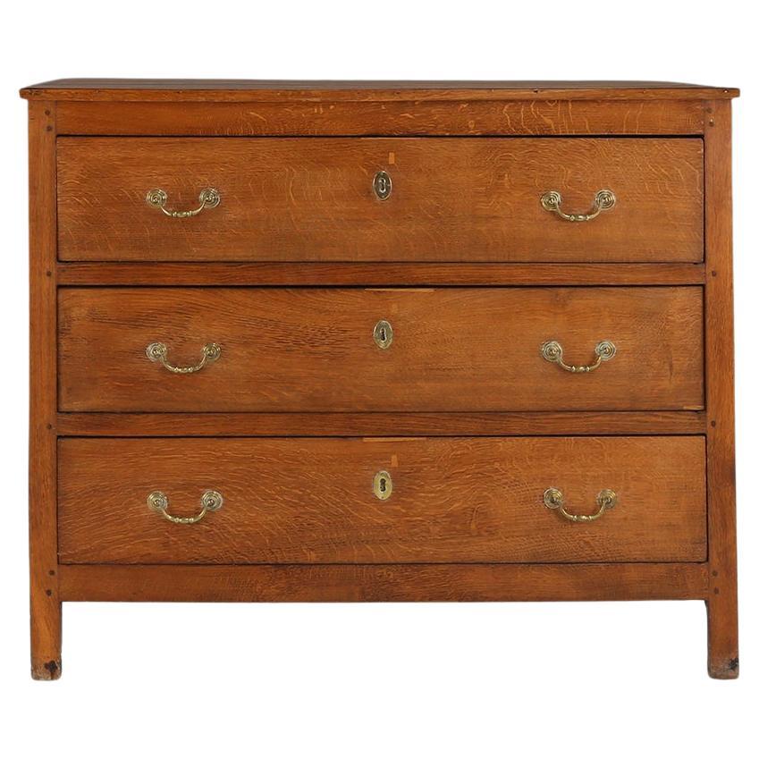 French rustic oak chest of drawers 1900