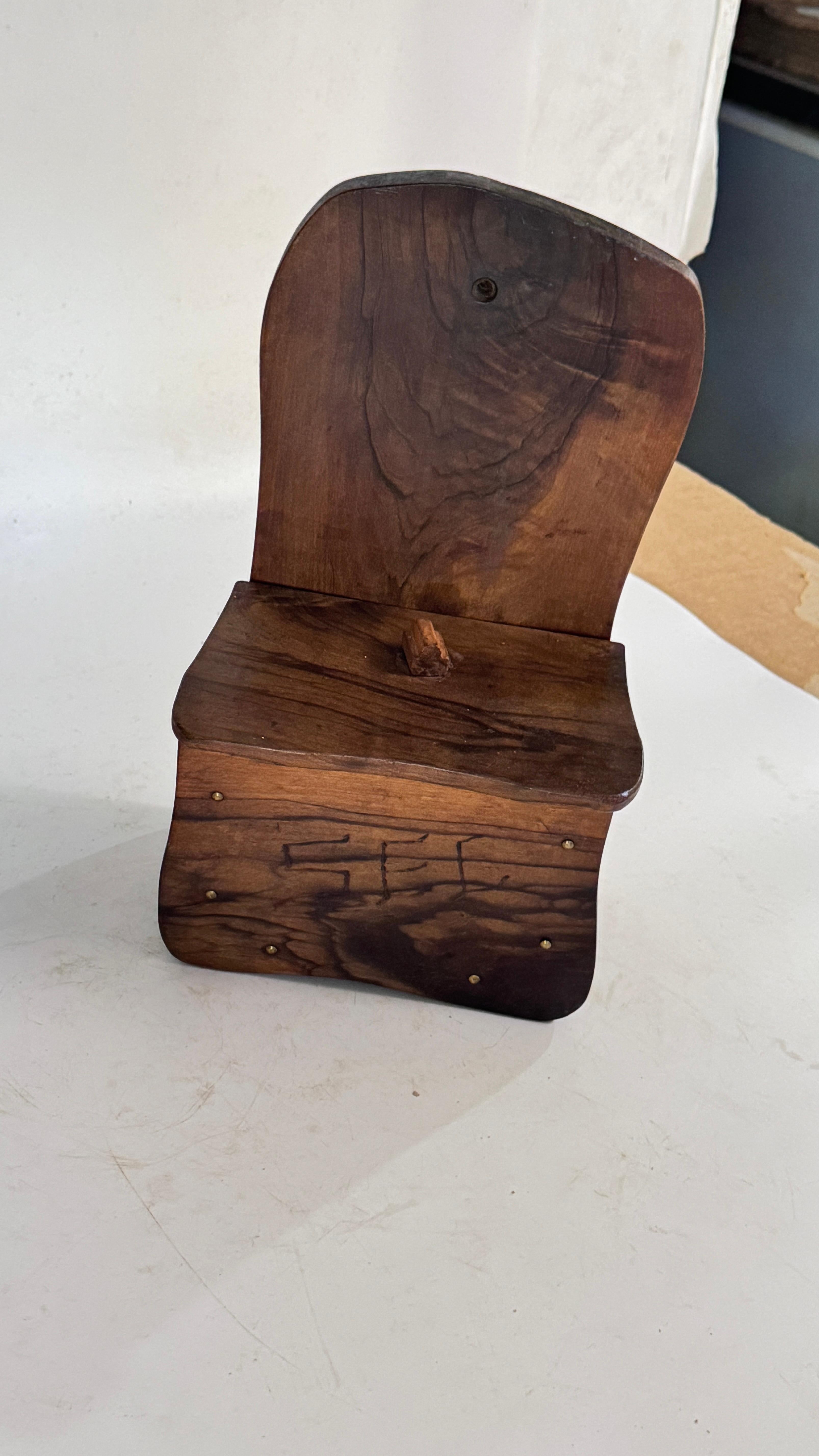 Late 20th Century French Rustic Olive Wood Salt Box – Wall-Mounted – 1970s Artisan Craft For Sale