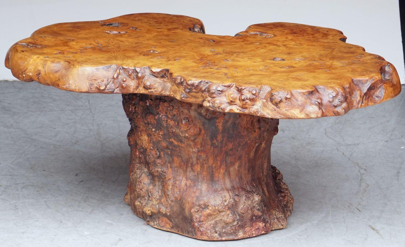 French Rustic or Naturalistic Coffee or Low Table of Burr Walnut 7