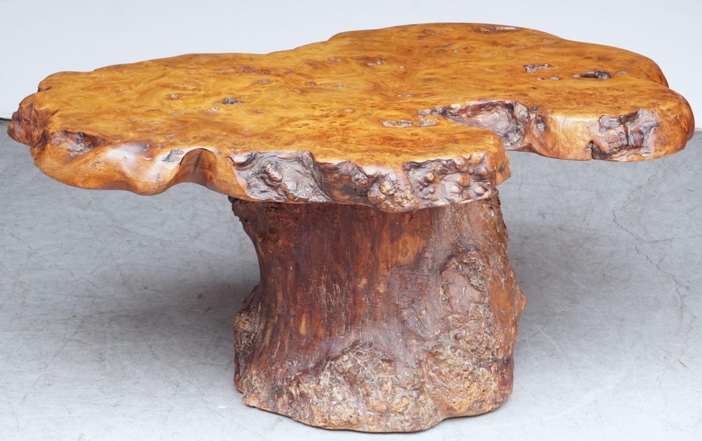 French Rustic or Naturalistic Coffee or Low Table of Burr Walnut 9