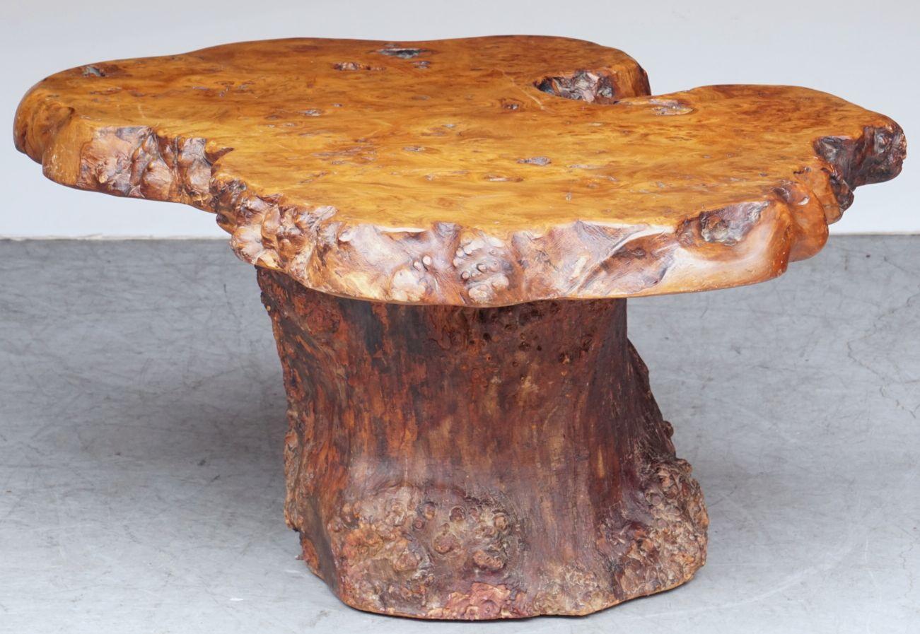 French Rustic or Naturalistic Coffee or Low Table of Burr Walnut 2
