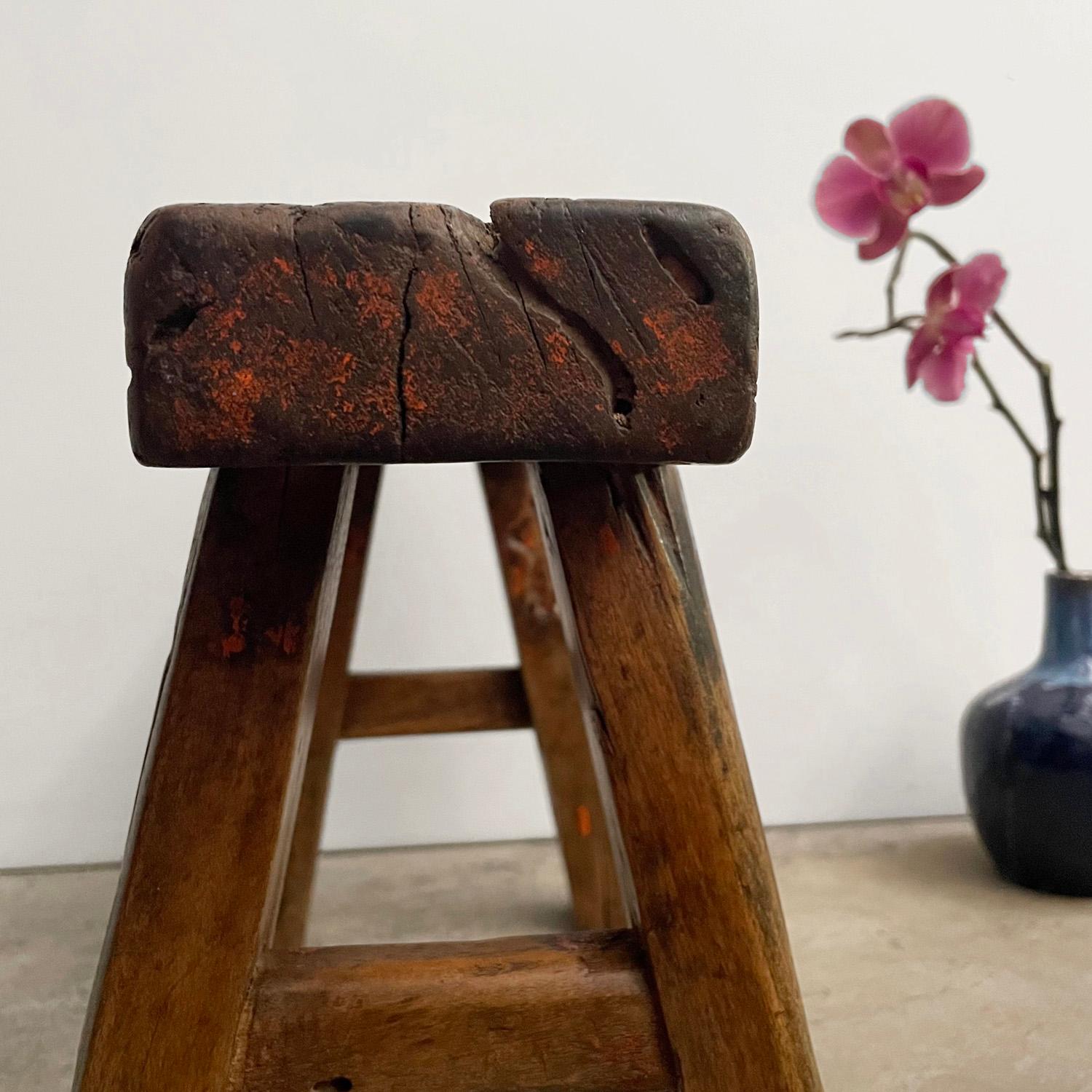 French Rustic Rectangular Milking Stool For Sale 1