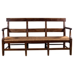 French Rustic Rush Seat Ladder Back Bench