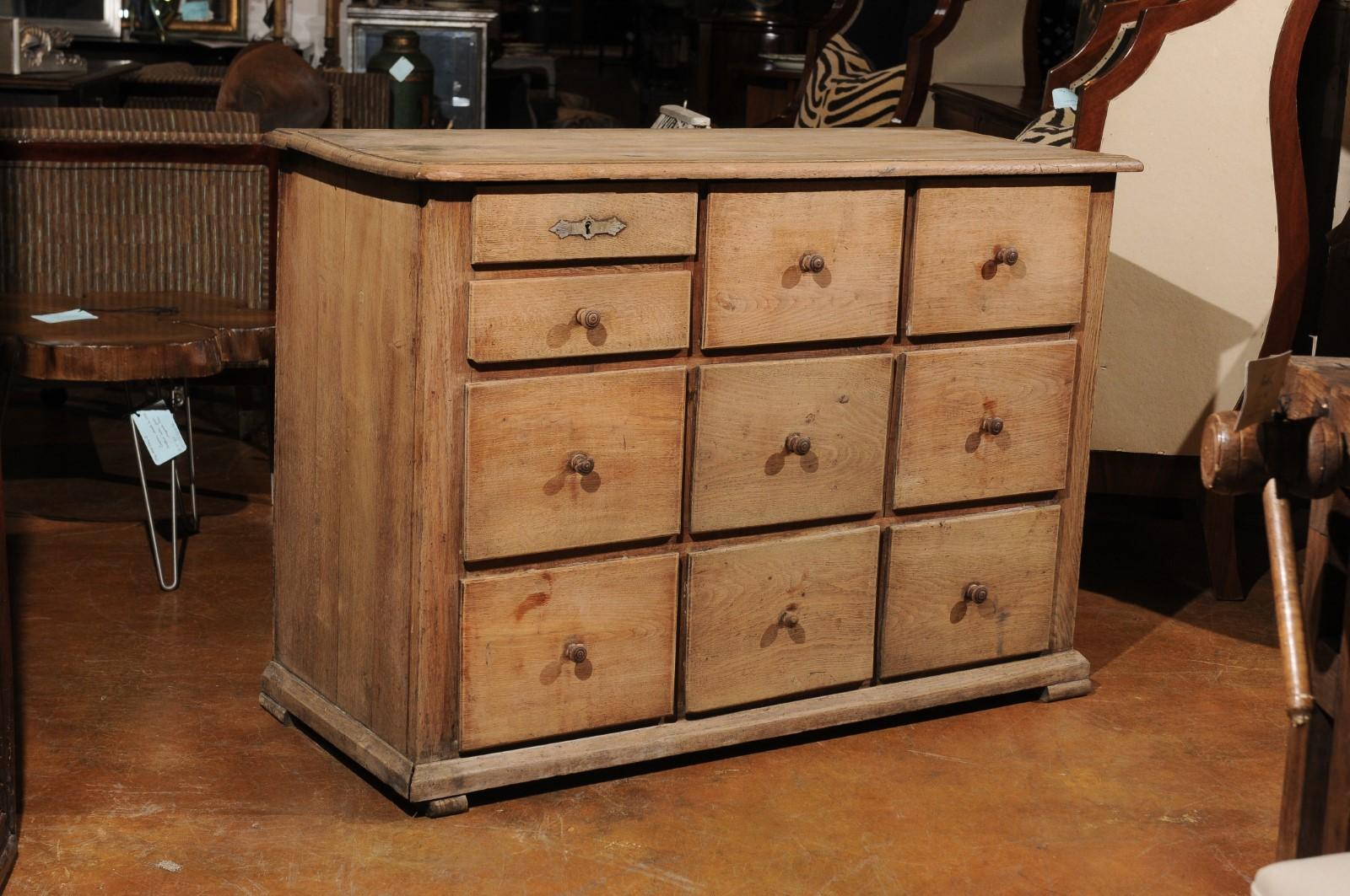 French Rustic Shopkeeper's 10-Drawer Wooden Chest from the 19th Century 2