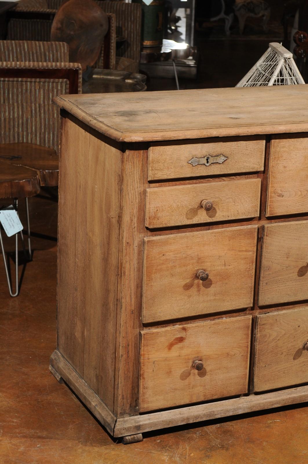 French Rustic Shopkeeper's 10-Drawer Wooden Chest from the 19th Century 4