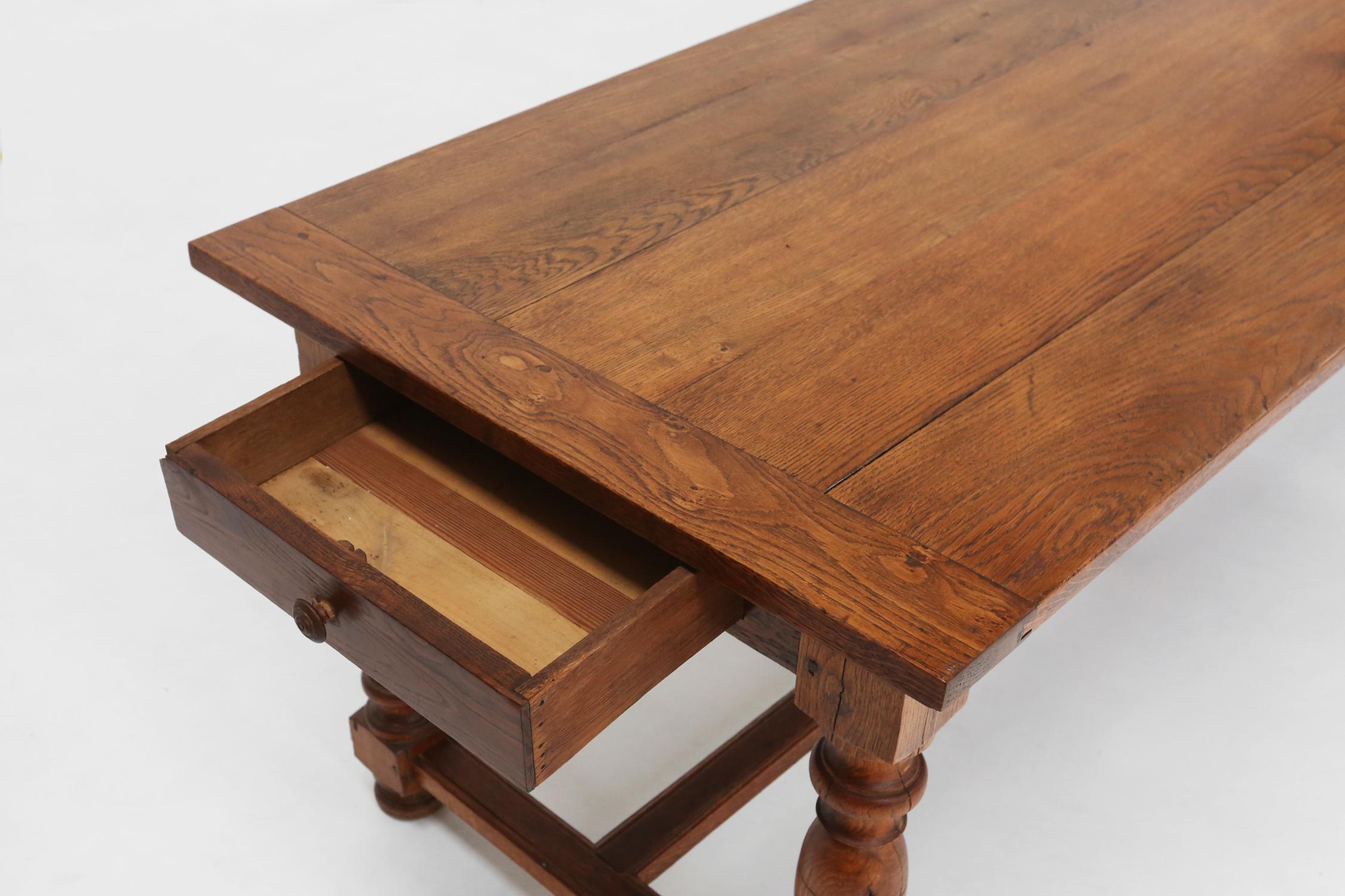 French rustic solid oak dining table 1930 For Sale 3