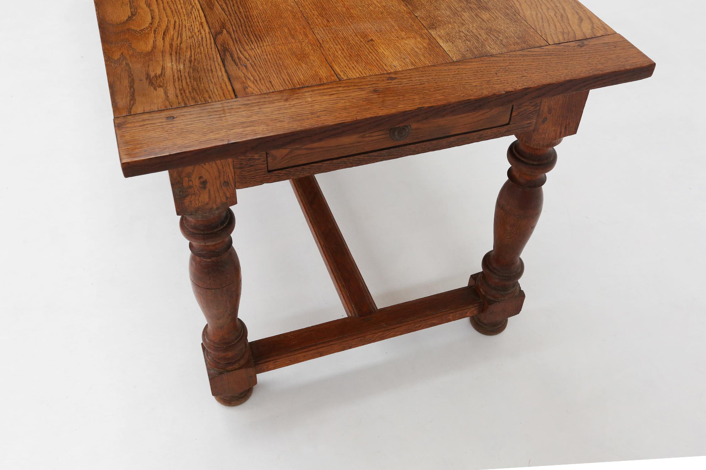 French rustic solid oak dining table 1930 For Sale 6