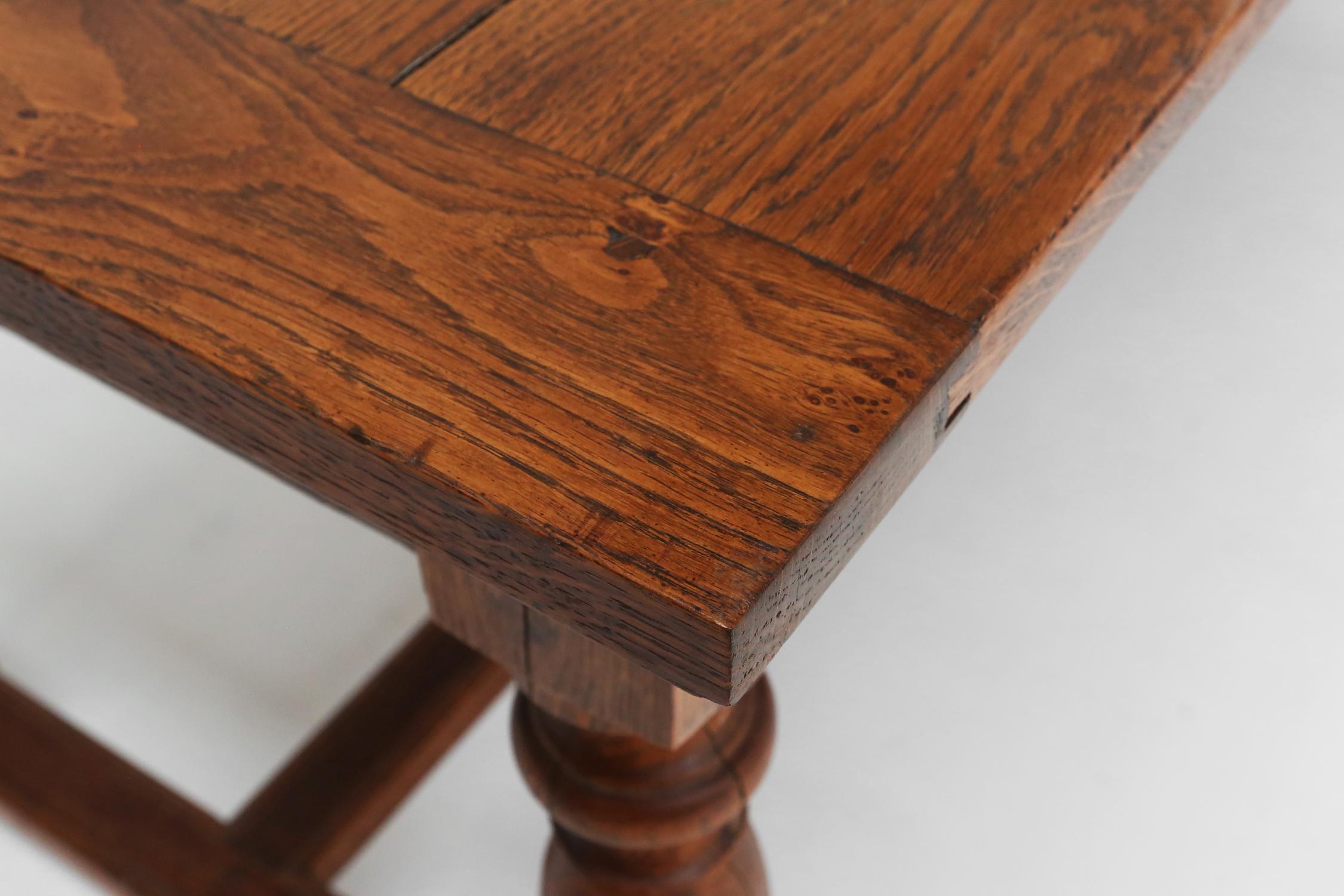 French rustic solid oak dining table 1930 For Sale 9
