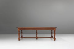 Table de salle à manger rustique en chêne massif 1930