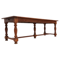 French rustic solid oak dining table 1930