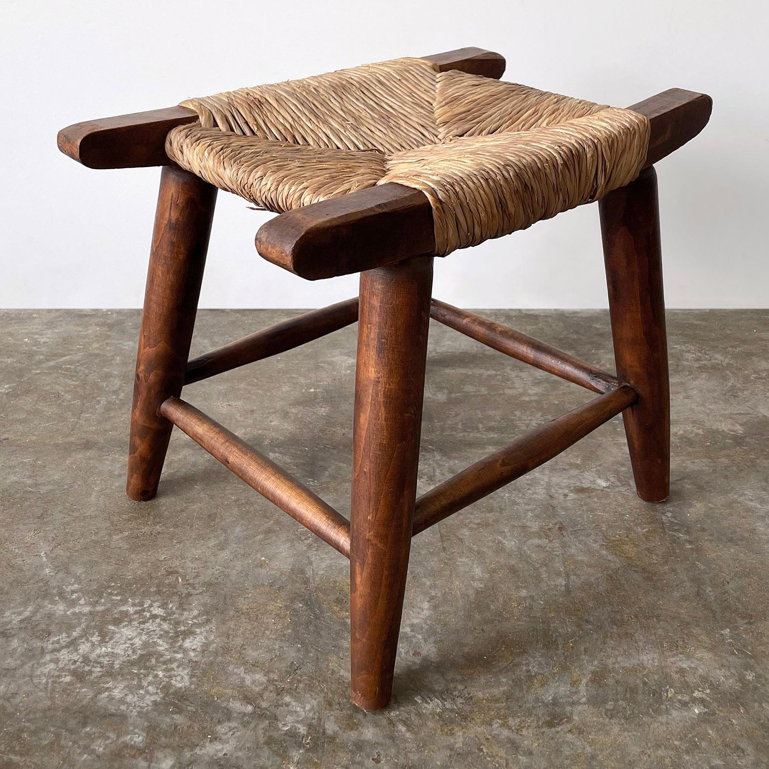 French Rustic Stool with Rush Seat 4