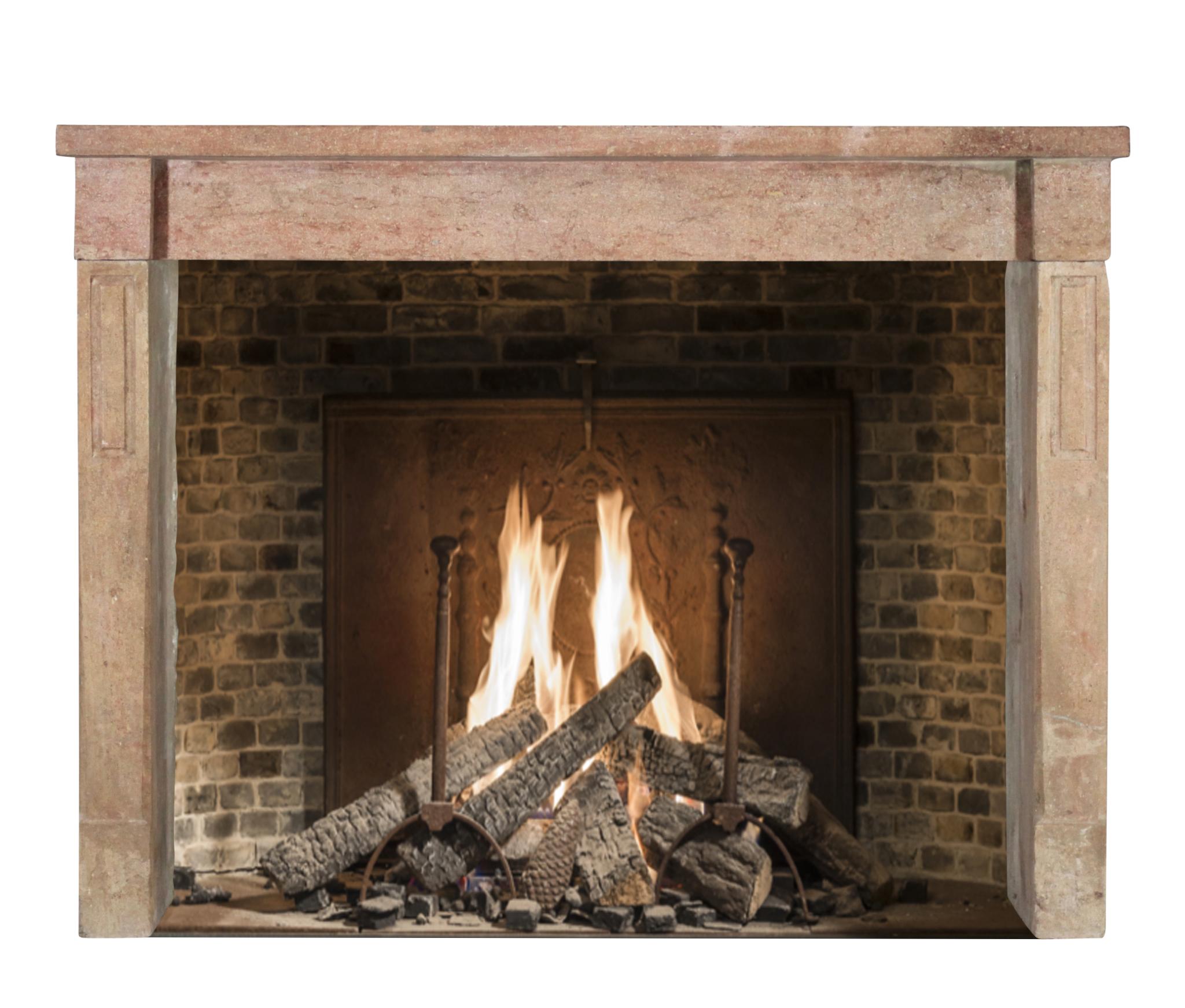 French Rustic Style Antique Reclaimed Limestone Fireplace Surround For Sale 1