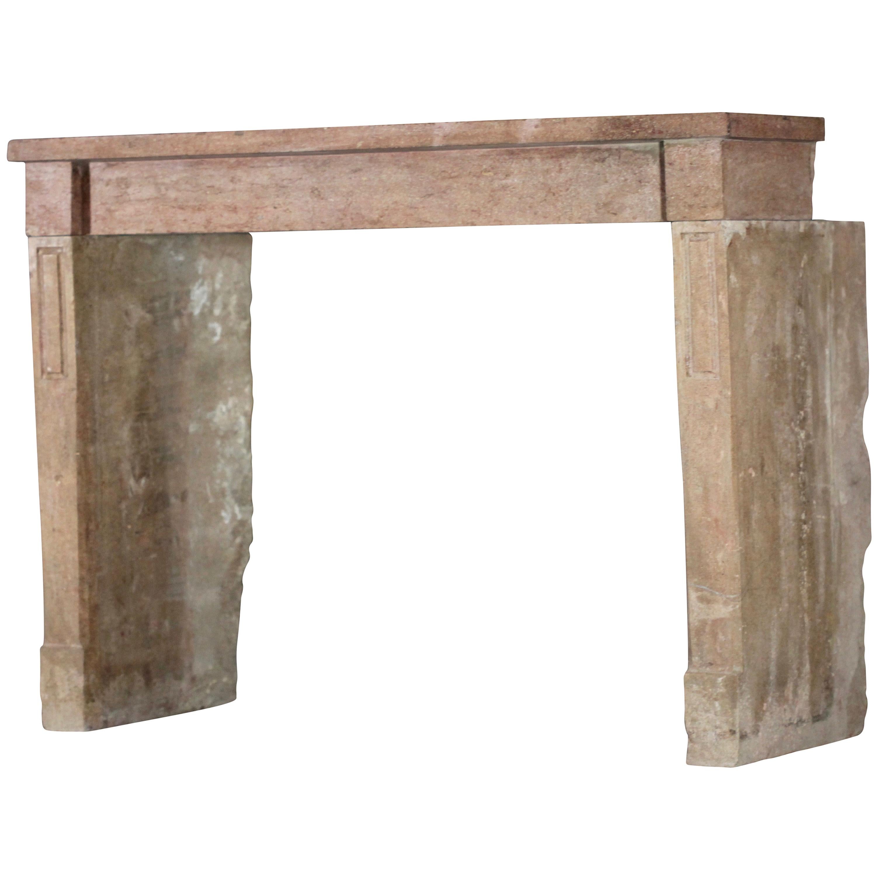 French Rustic Style Antique Reclaimed Limestone Fireplace Surround For Sale