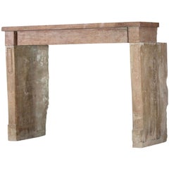 French Rustic Style Antique Reclaimed Limestone Fireplace Surround