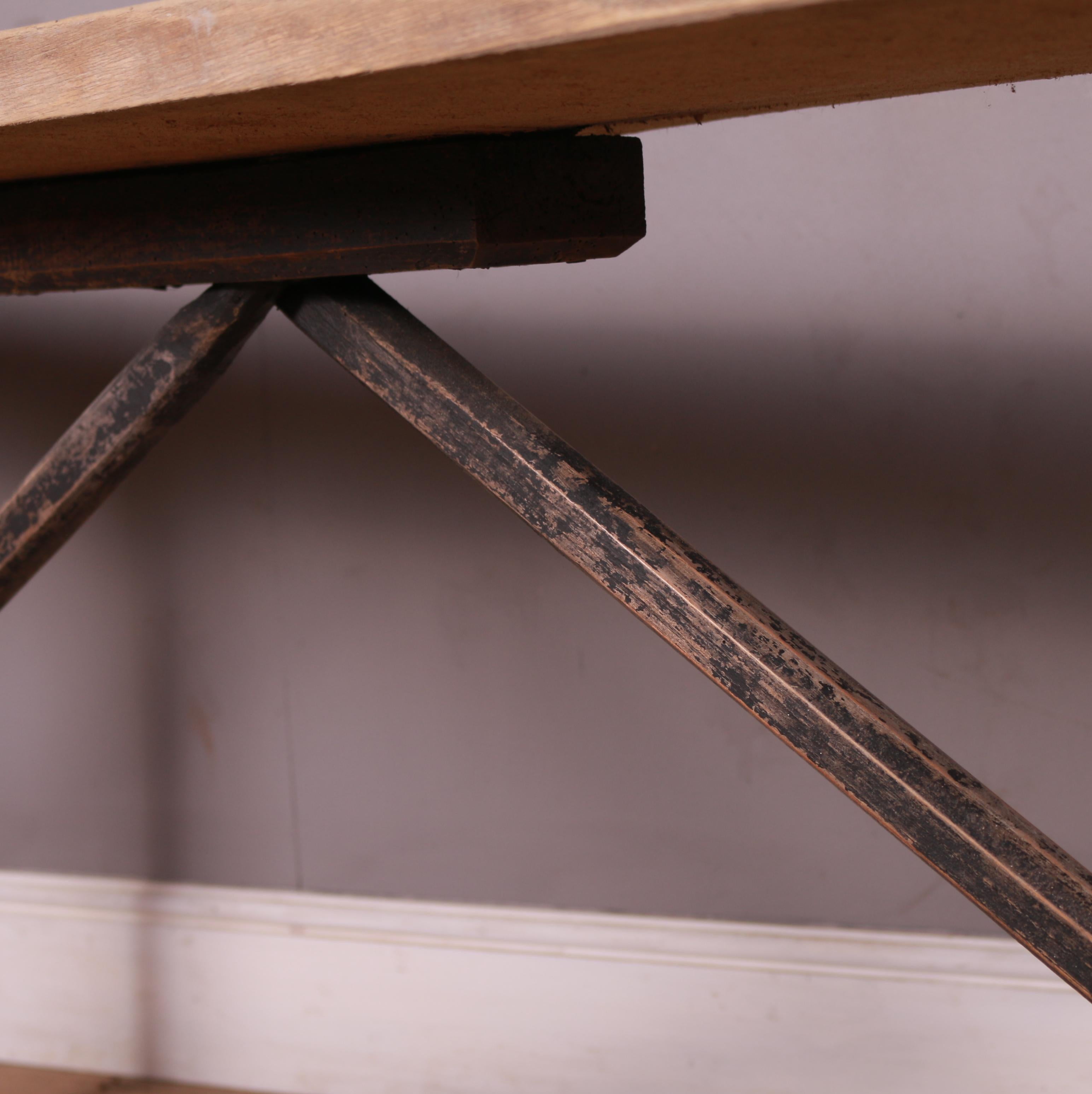 19th Century French Rustic Trestle Table