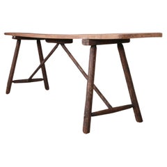 Antique French Rustic Trestle Table