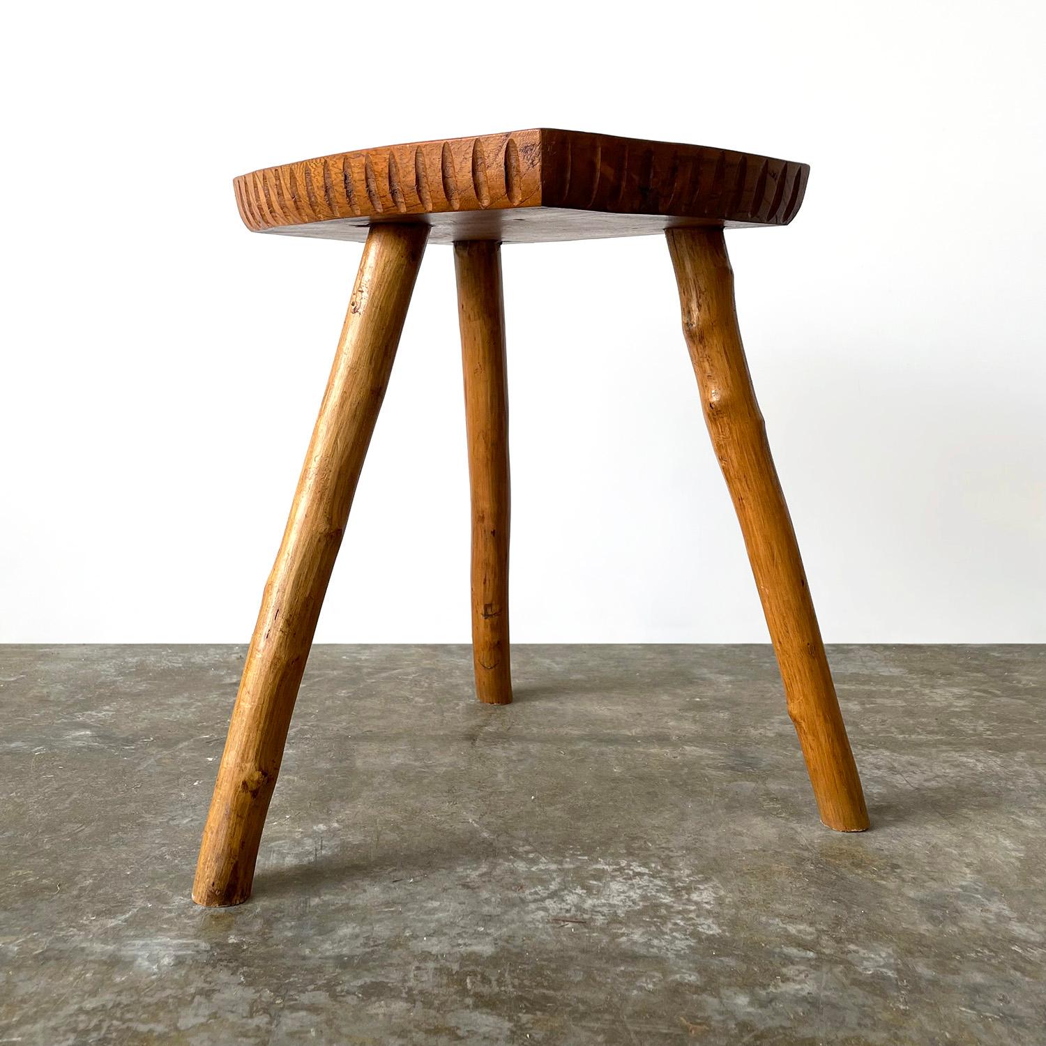 French Rustic Tripod Stool 1