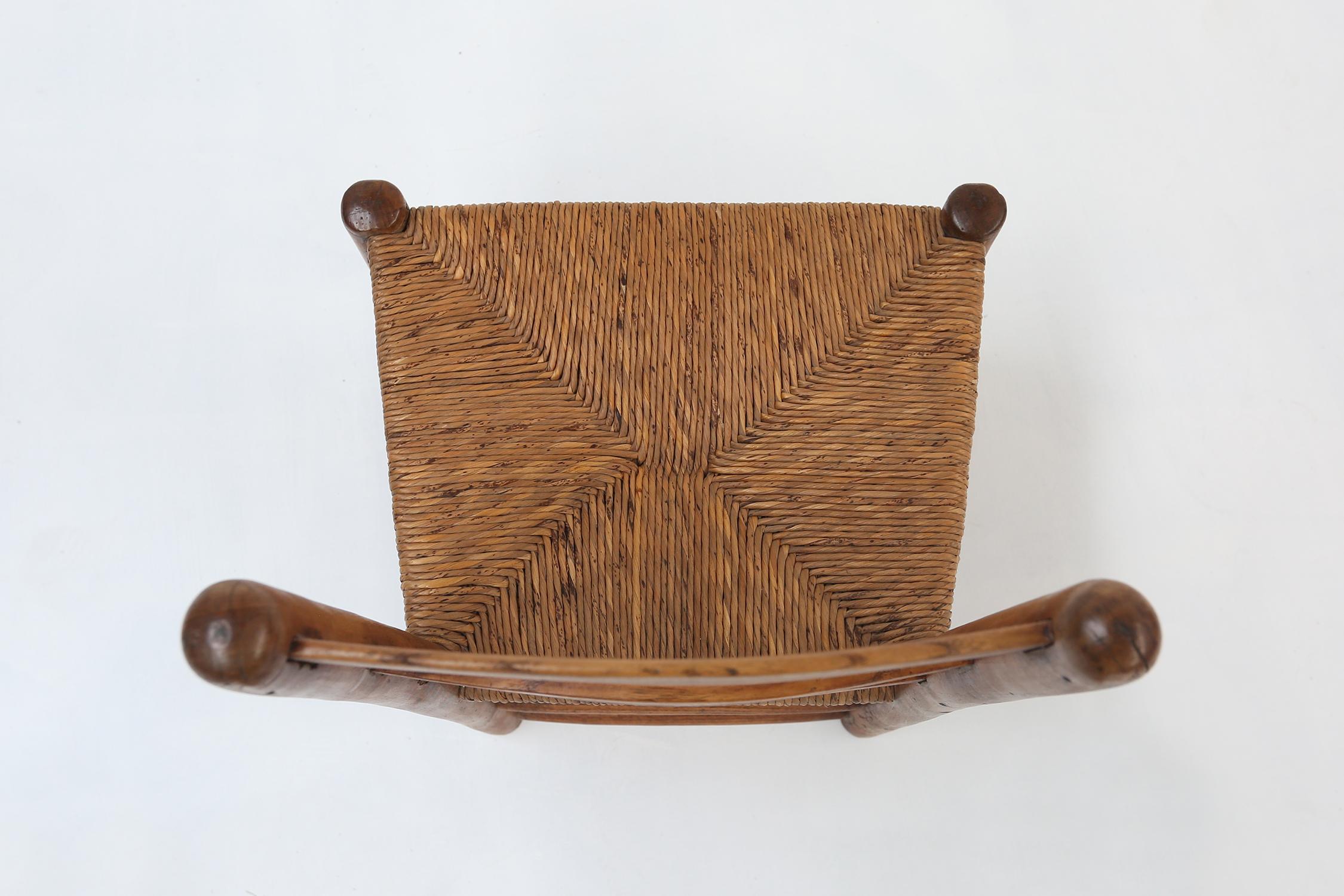Wicker French rustic Wabi-Sabi chair 1850 For Sale