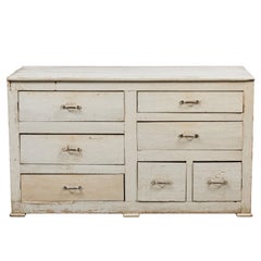 Antique French Rustic White Painted Sideboard