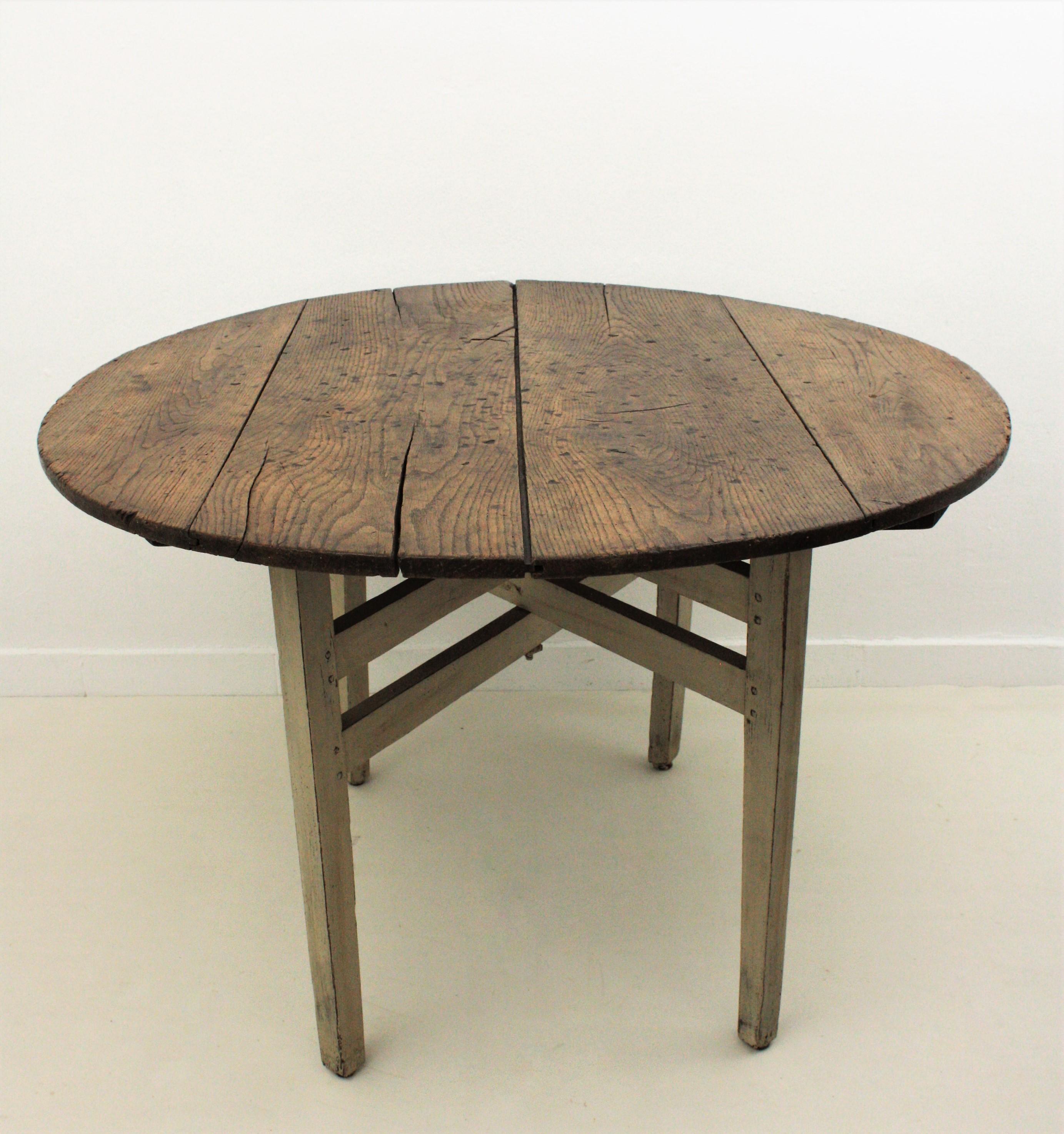 French Rustic Wine Tasting Table / Vigneron Folding Table with Patinated X-Legs 3