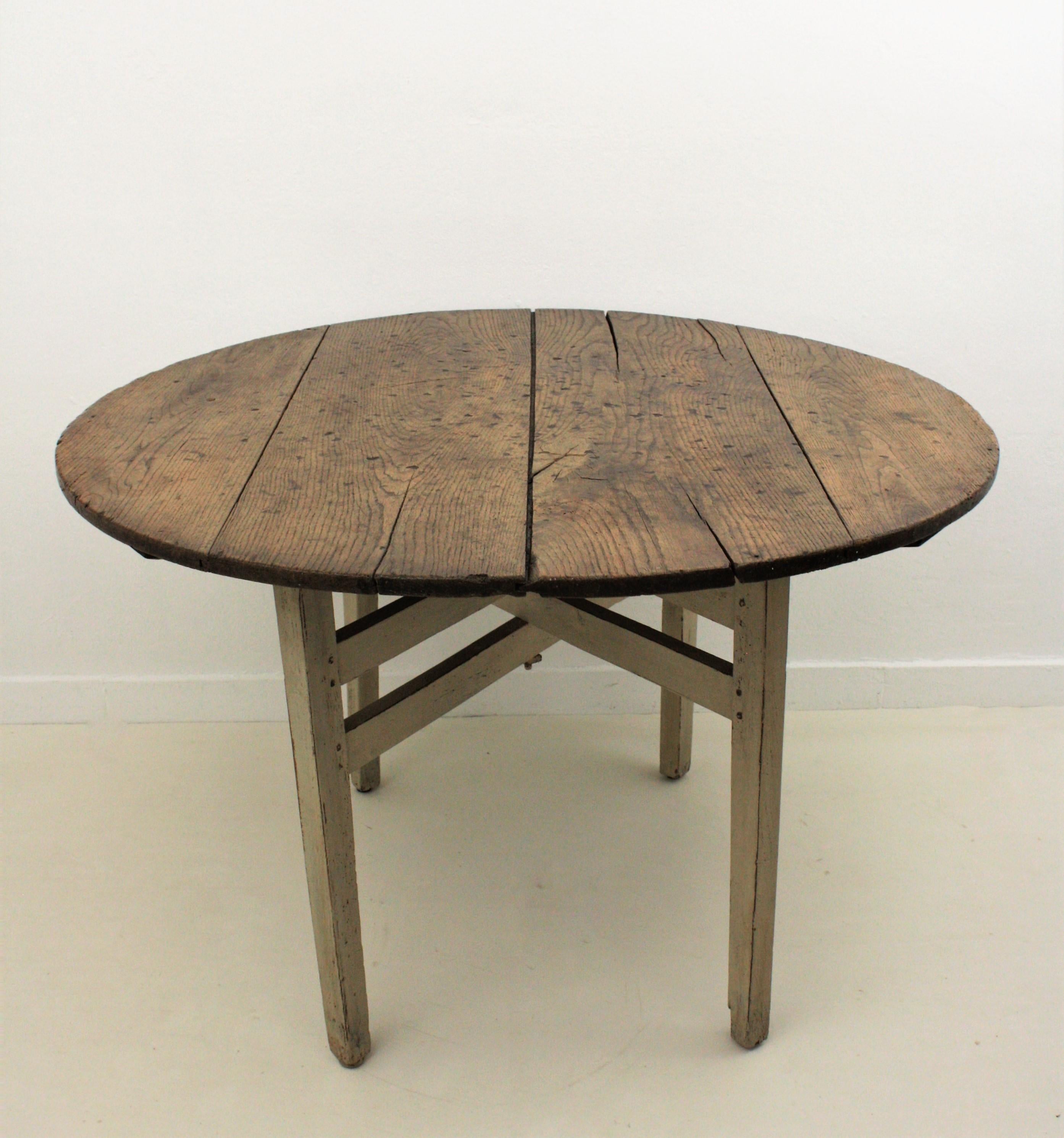 French Rustic Wine Tasting Table / Vigneron Folding Table with Patinated X-Legs 5