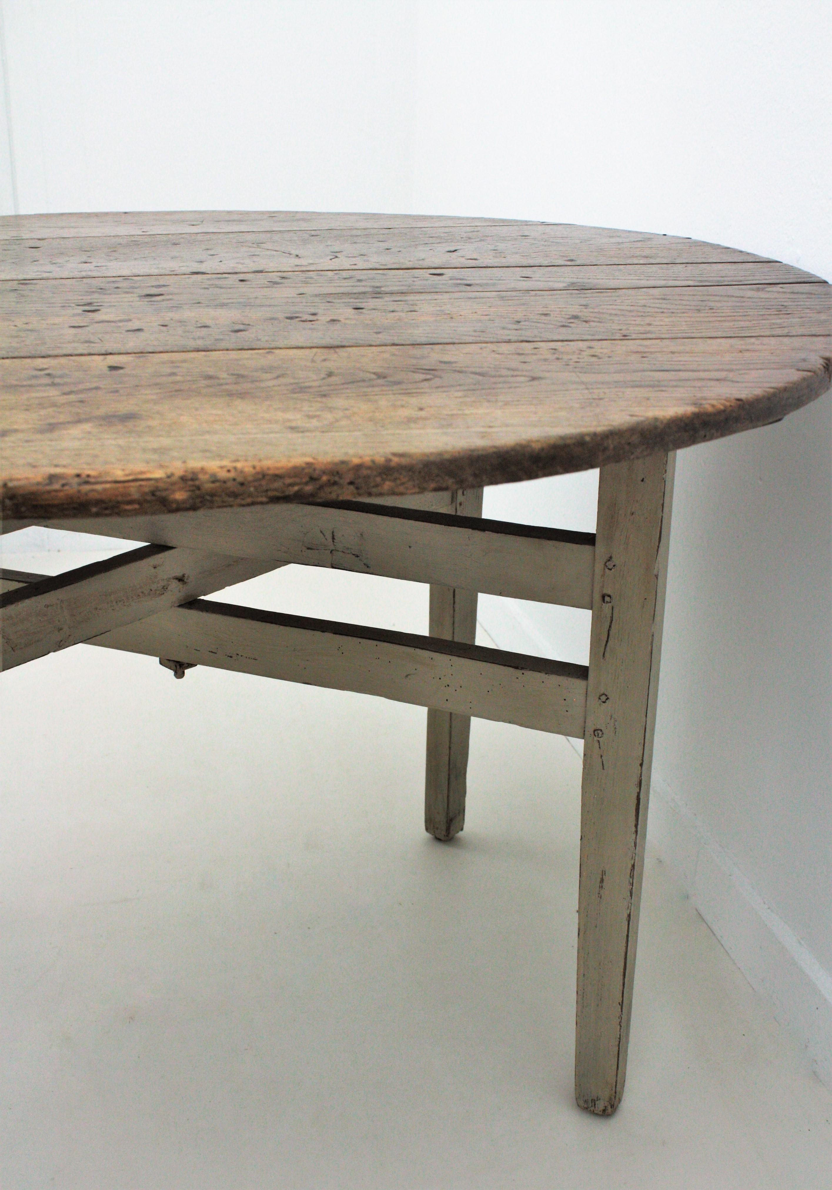 French Rustic Wine Tasting Table / Vigneron Folding Table with Patinated X-Legs 8