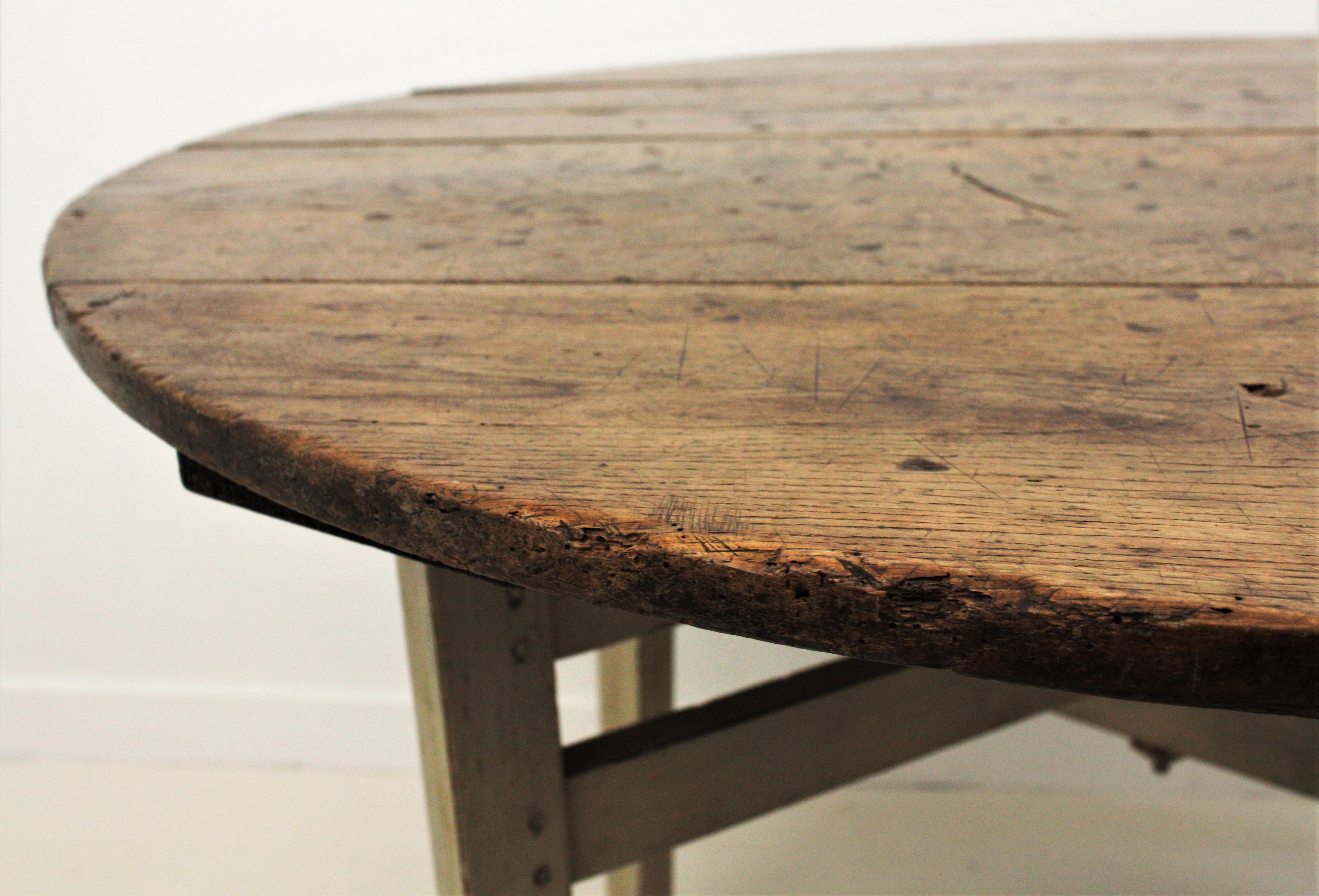 French Rustic Wine Tasting Table / Vigneron Folding Table with Patinated X-Legs 10