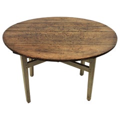 French Rustic Wine Tasting Table / Vigneron Folding Table with Patinated X-Legs
