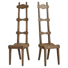 French Rustic Wood Accent Chair, 1960s - 2 Available