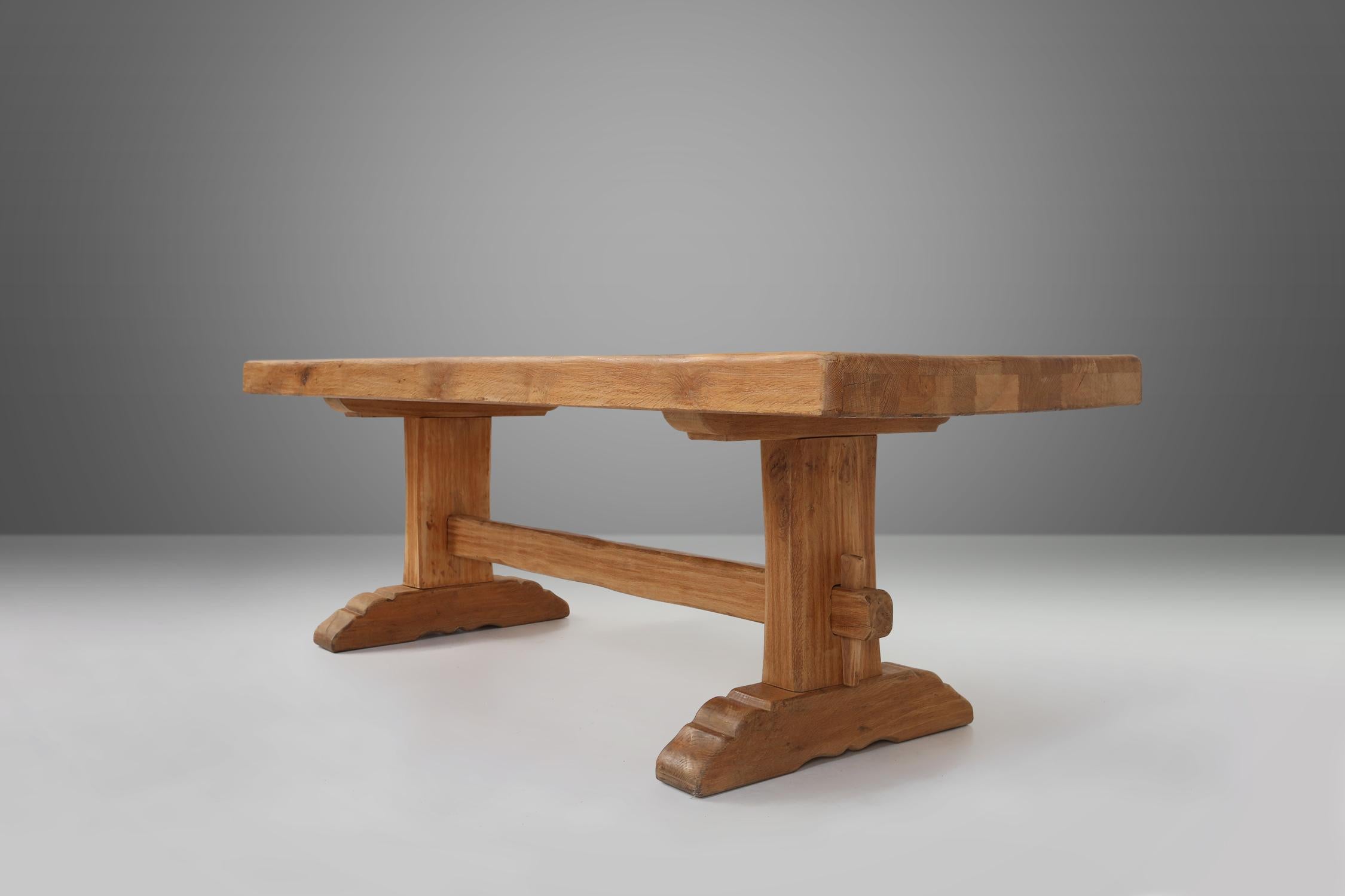French Rustic Wooden Dining Table, 1950s In Good Condition For Sale In Meulebeke, BE